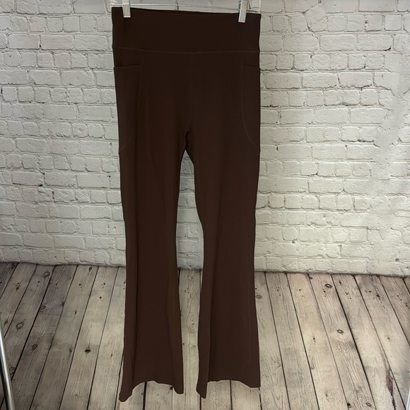 Pinkspark Brown Ribbed Flare Leggings - Picture 1 of 8